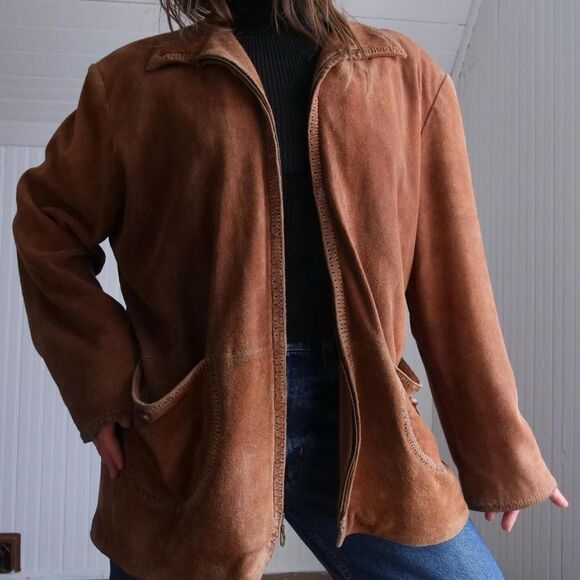 Alan Michael caramel suede leather jacket - Picture 8 of 8